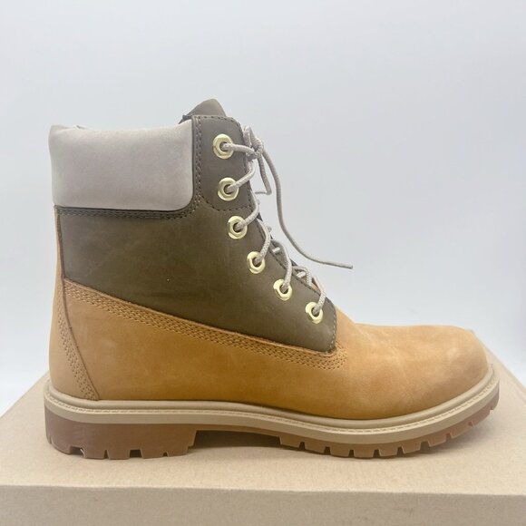 TIMBERLAND WOMEN'S HERITAGE 6 '' INCH WATERPROOF BOOT Tan Green Nubuck US 8 - Picture 8 of 12